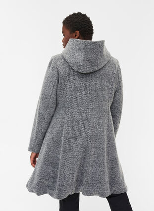 Lång jacka med ull, Light Grey Melange, Model image number 2