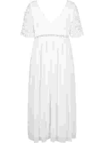 Maxiklänning med ringad rygg  och korta ärmar, Bright White, Packshot image number 1