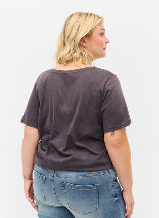 Kortärmad t-shirt i bomull  med tryck, Dark Grey Wash, Model image number 1
