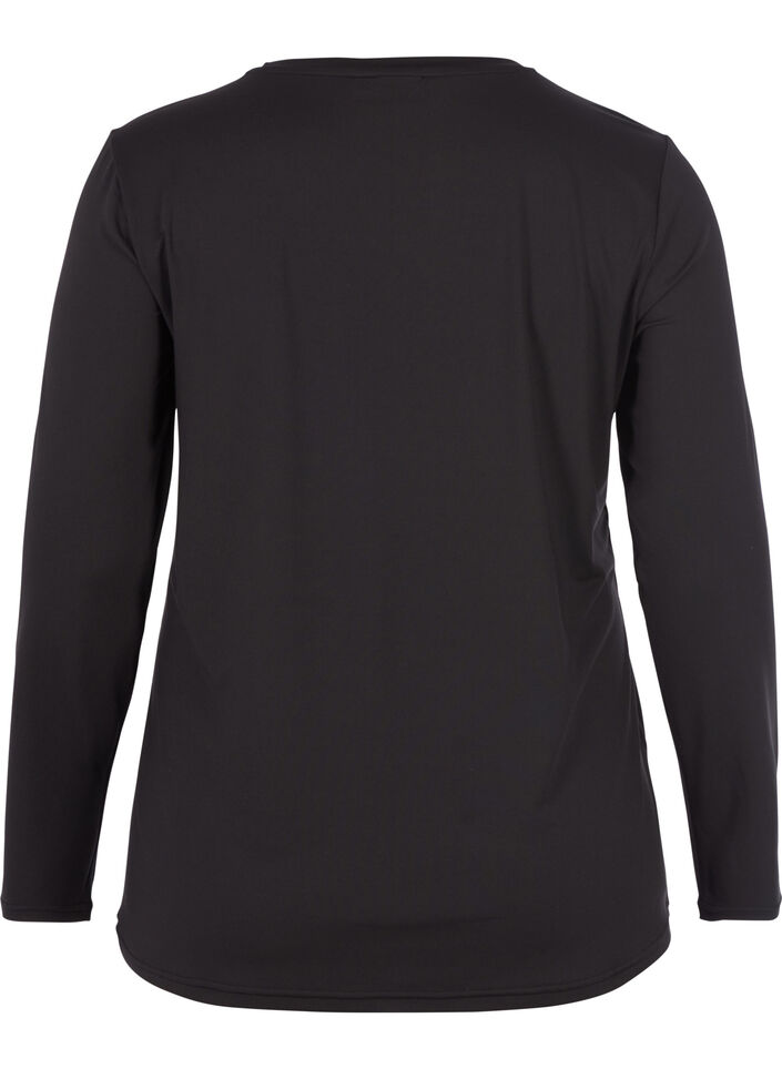 Tr&auml;ningsblus med l&aring;nga &auml;rmar, Svart, Packshot image number 1