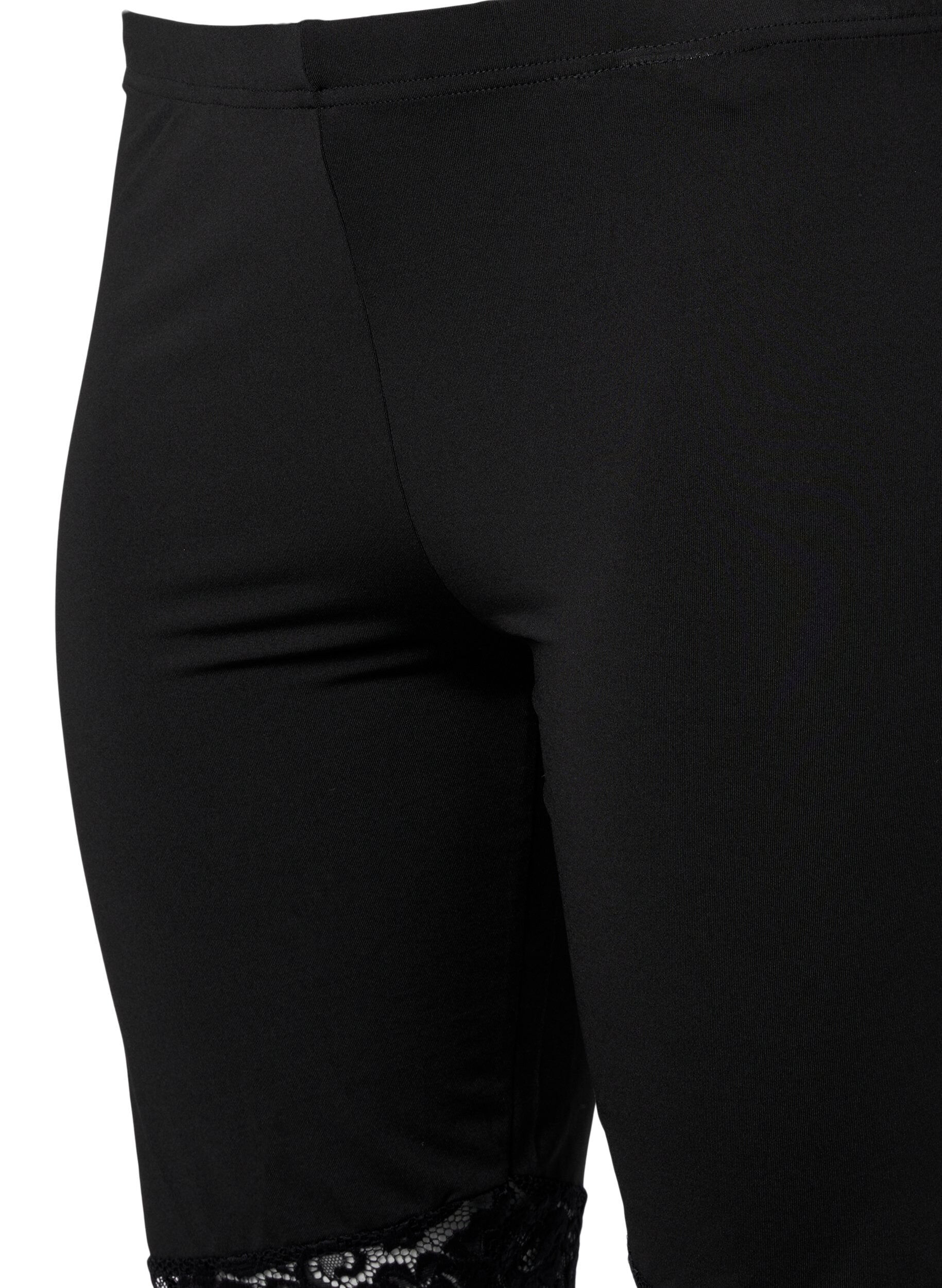 Zizzi 2-pack cykelshorts med spetskant, Black / Black, Packshot image number 3