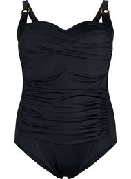 Vadderad baddräkt med draperingar, Svart