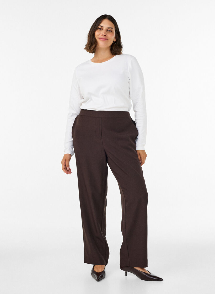 L&ouml;sa byxor med fickor, Brun, Model image number 0