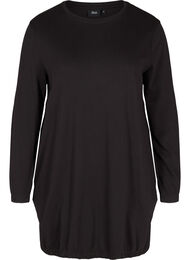 Enfärgad sweatshirtklänning med långa ärmar, Black
