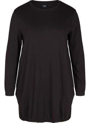 Enfärgad sweatshirtklänning med långa ärmar, Black, Packshot image number 0