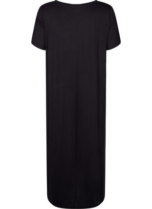 Midiklänning i viskos med korta ärmar, Black, Packshot image number 1