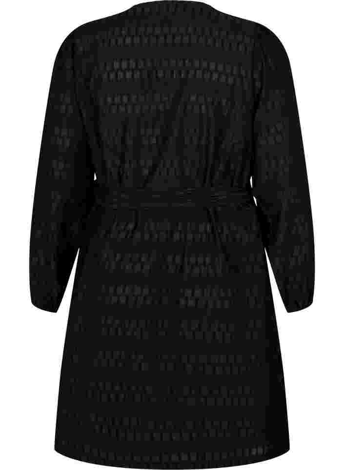 Omlottklänning med långa ärmar, Black, Packshot image number 1