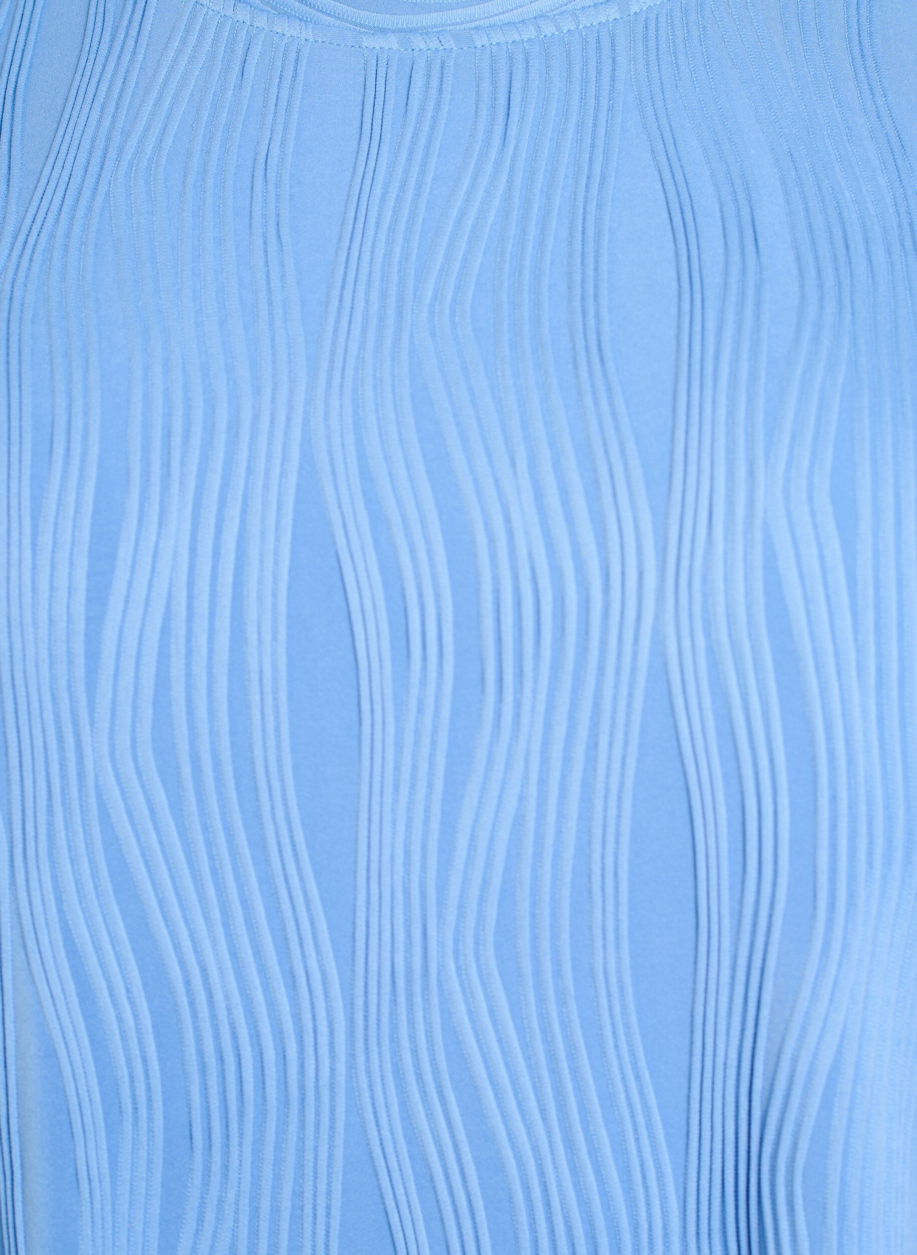 Zizzi Blus med korta &auml;rmar och v&aring;gig struktur, Bl&aring;, Packshot image number 2