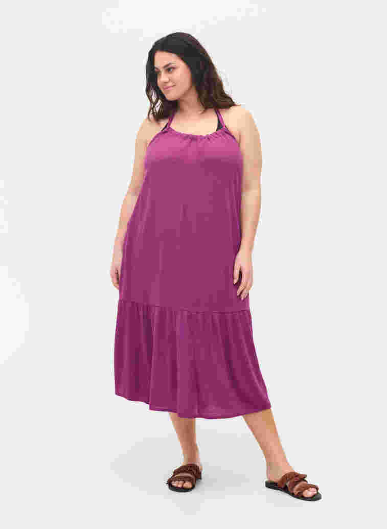 Lång strandklänning i viskos, Dark Purple, Model image number 2