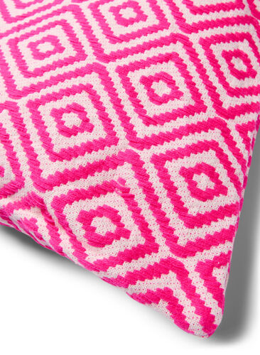 Jacquardmönstrat kuddfodral, Pink Comb, Packshot image number 1