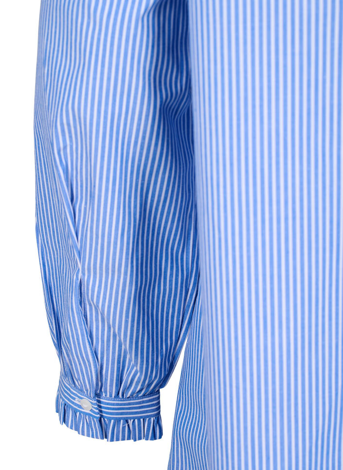 Randig tunika med volangdetaljer, Princess Blue W. St., Packshot image number 3