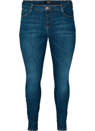 Superslim Amy Jeans med hög midja, Dark Blue, Packshot image number 0