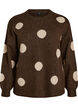Stickad blus med prickigt m&ouml;nster, Brun, Packshot image number 0