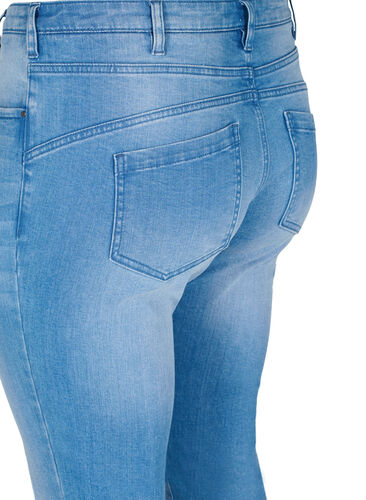 Emily jeans med slitningar och normal midjehöjd, Blue denim, Packshot image number 3