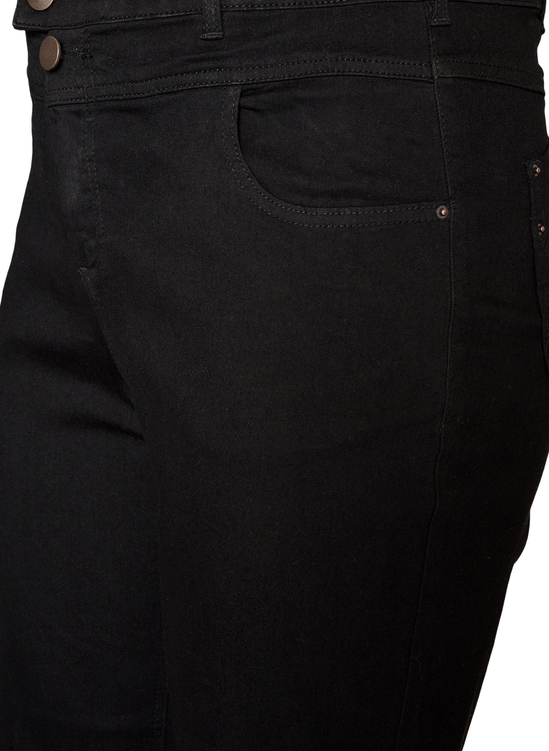 ZizziGemma-jeans med normal passform och h&ouml;g midja, Svart, Packshot image number 2
