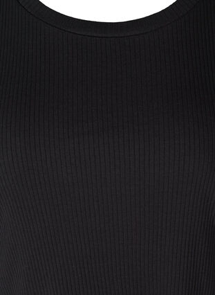 Ribbad t-shirt med korta puffärmar, Black, Packshot image number 2