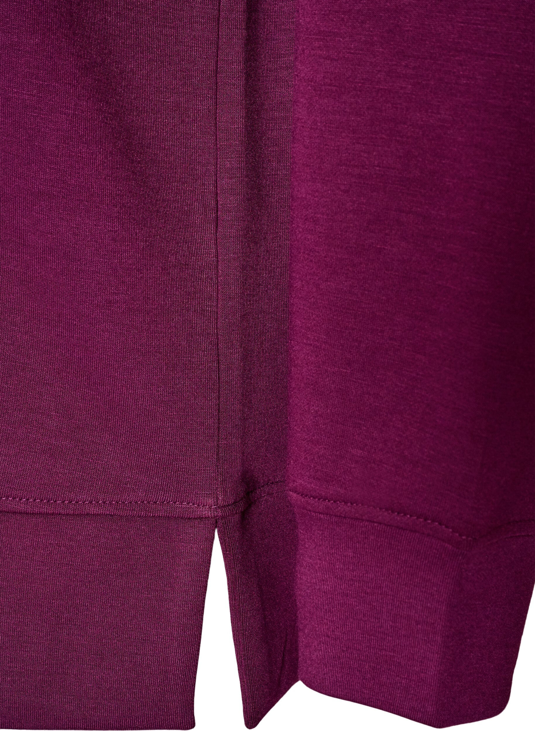 ZizziL&aring;ng&auml;rmad blus i jersey med rund hals, Lila, Packshot image number 3