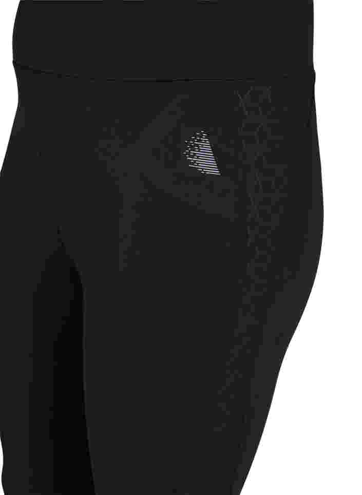Croppade träningstights med bakficka, Black, Packshot image number 2