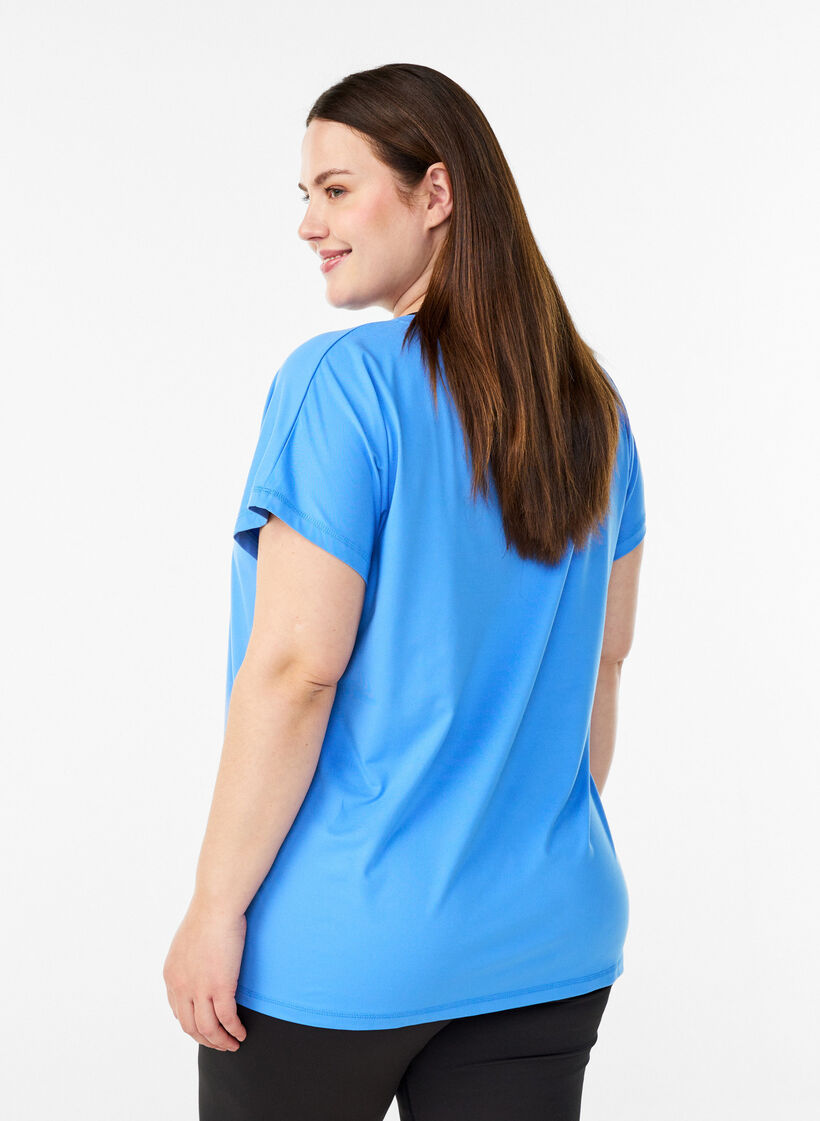 Tr&auml;nings t-shirt med v-ringning och l&ouml;s passform, Bl&aring;, Model image number 2