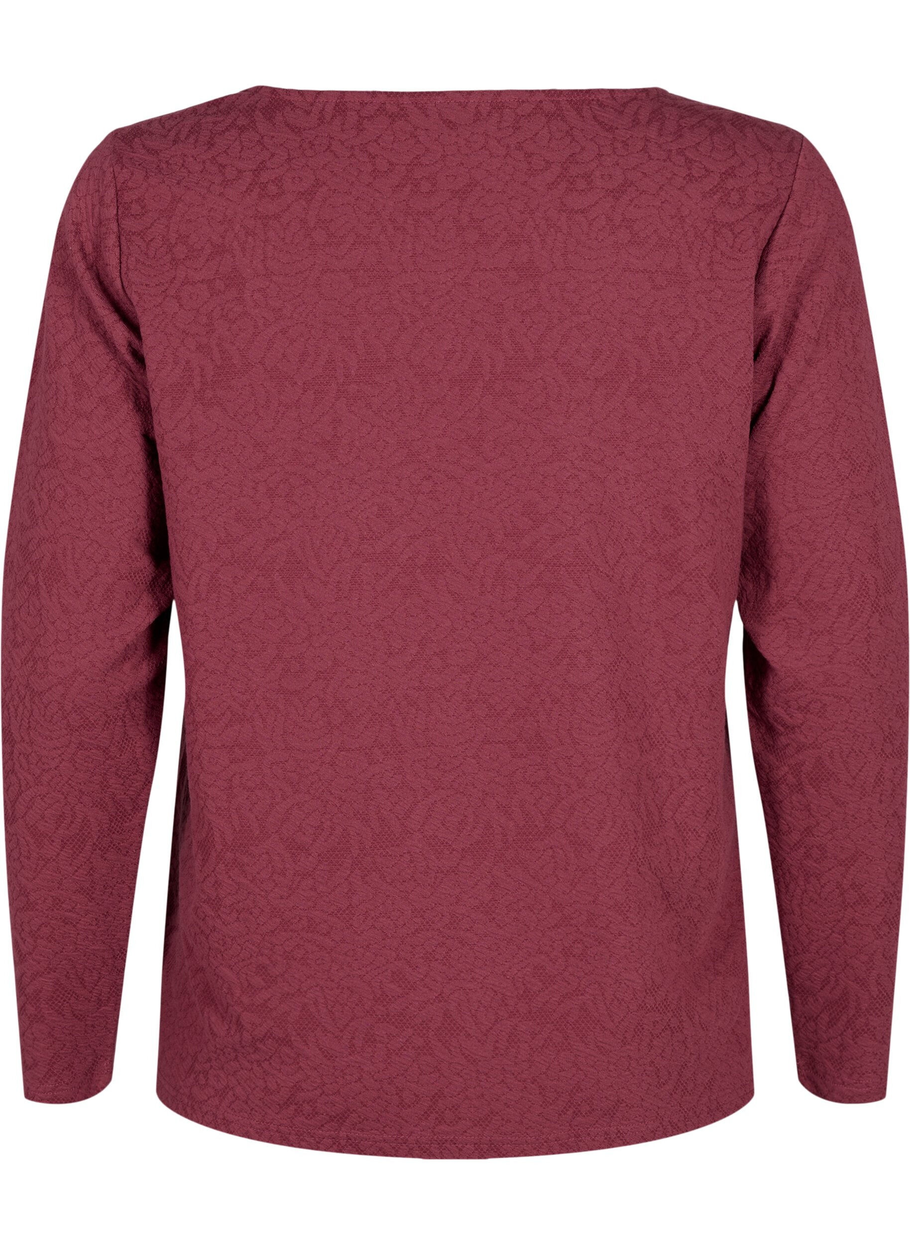 Zizzi L&aring;ng&auml;rmad blus med struktur, Rosa, Packshot image number 1