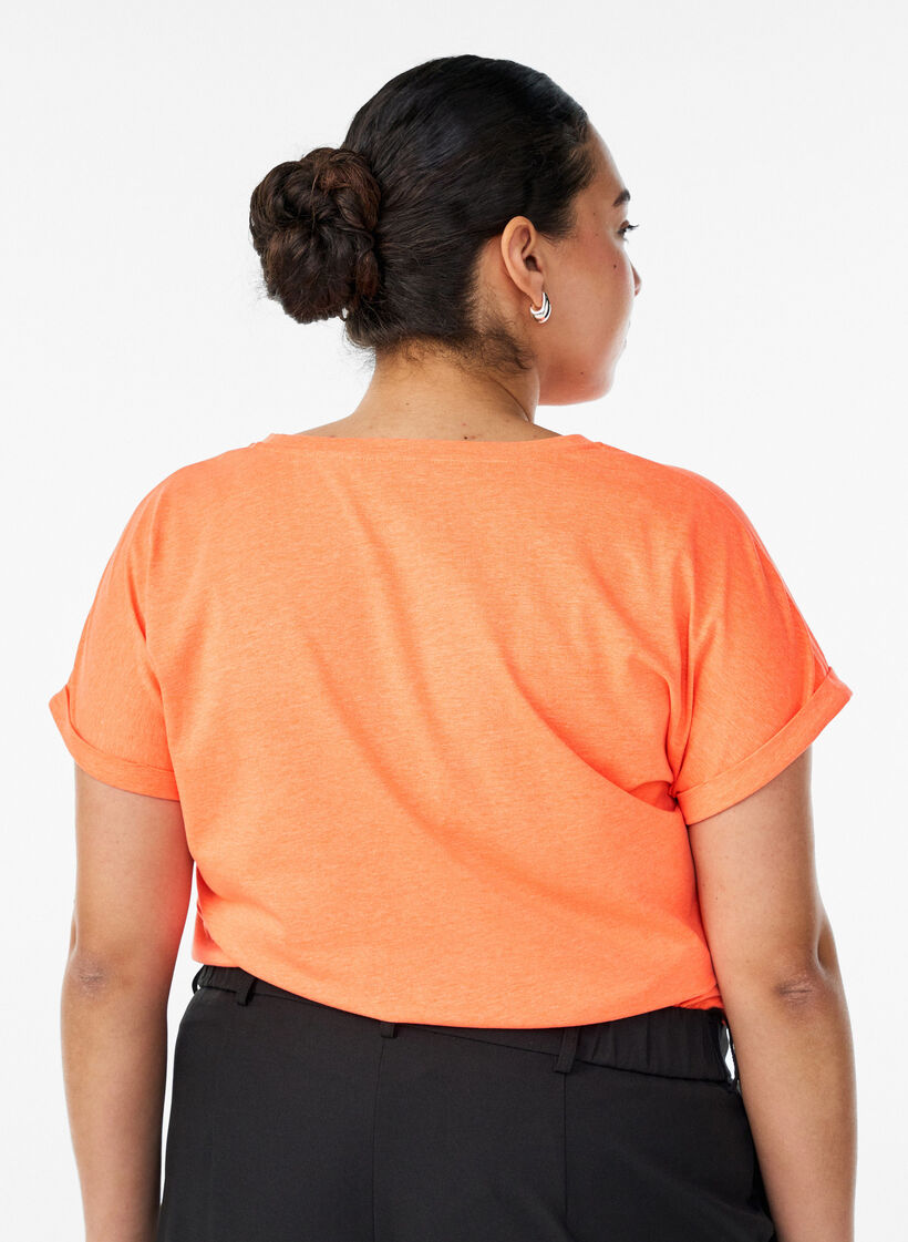 Neonf&auml;rgad bomulls t-shirt, Orange, Model image number 2