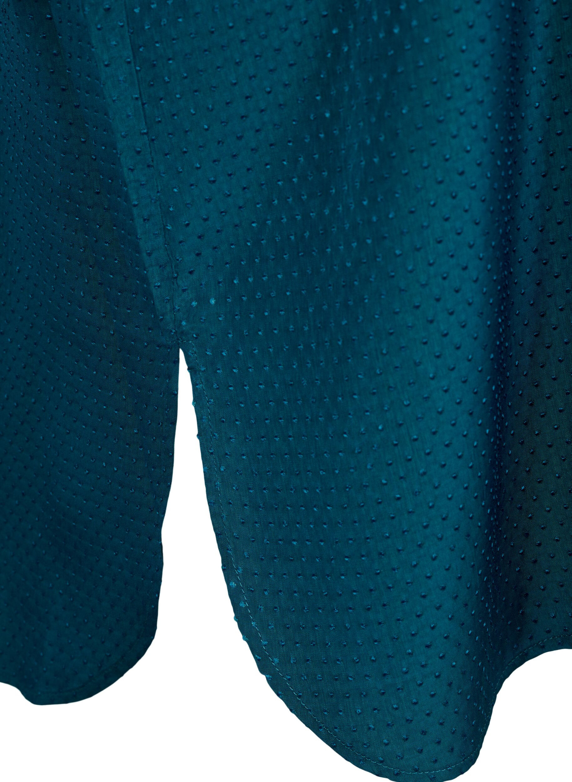 Zizzi Kort&auml;rmad skjortkl&auml;nning med prickigt m&ouml;nster, Deep Teal, Packshot image number 3