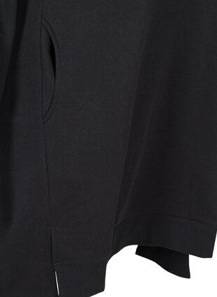Sweatklänning med fickor och slits, Black, Packshot image number 3
