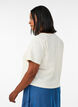 Blus i bomull med struktur och knappkn&auml;ppning, Vanilla, Model image number 2