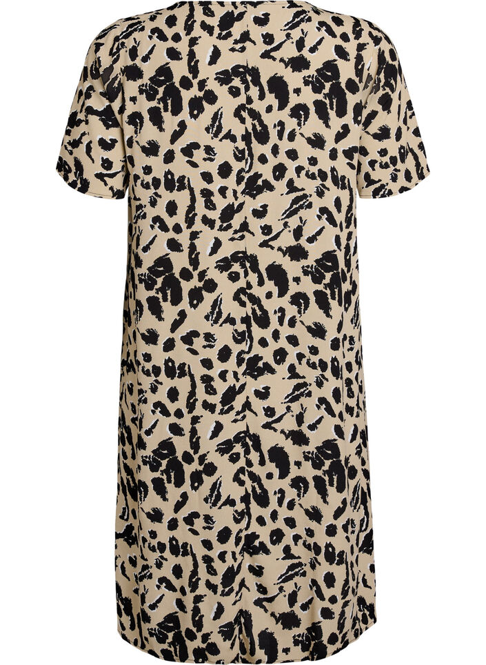 A-linjeformad kl&auml;nning i viskos, Beige, Packshot image number 1