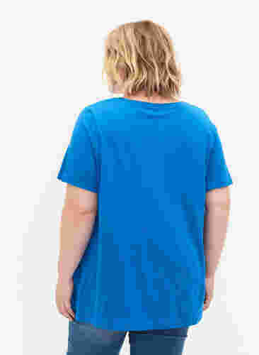 A-linjeskuren t-shirt med korta ärmar, French Blue, Model image number 1