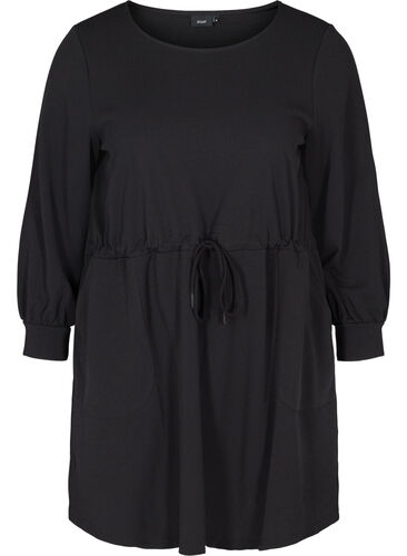 Långärmad tunika med fickor, Black, Packshot image number 0