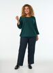 Blus med struktur och 3/4-&auml;rmar, Gr&ouml;n, Model image number 1