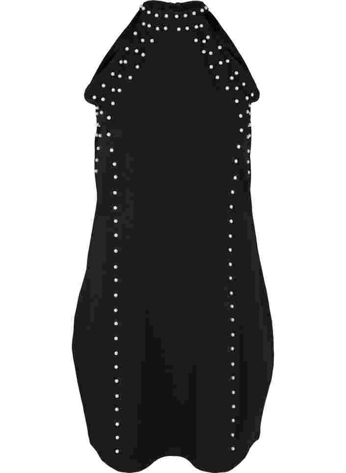 Halterneck-klänning med pärlor, Black w. Beads, Packshot image number 0