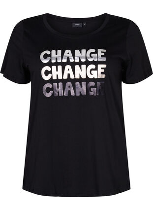T-shirt i bomull med korta ärmar, Black Change, Packshot image number 0