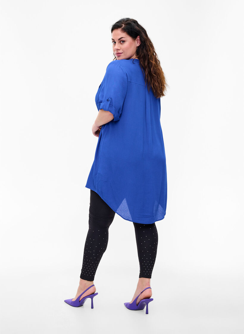 Leggings i viskos med strass, Black, Model image number 1