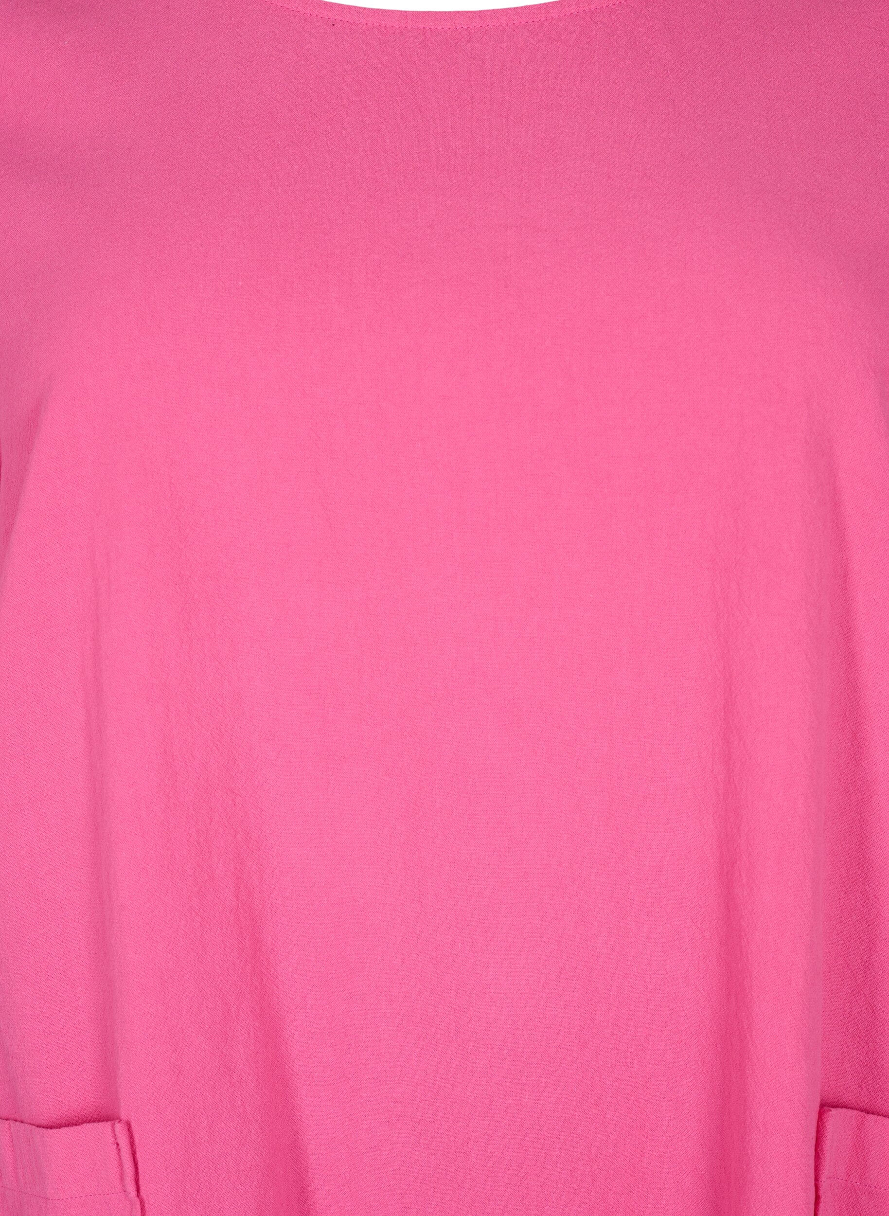 Zizzi FLASH - Kort&auml;rmad tunika i bomull, Raspberry Rose, Packshot image number 2