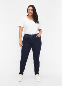 Emily-jeans med smal passform och normal midja, Dark blue, Model