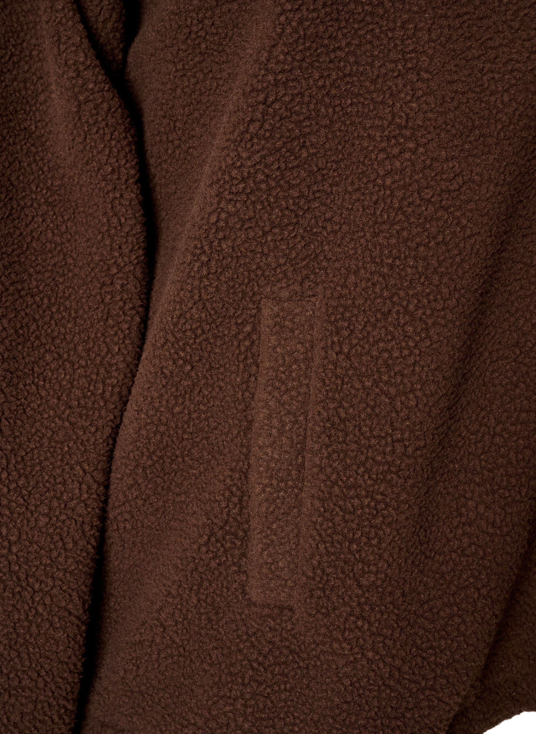 ZizziJacka i teddy med kant i broderie anglaise och h&ouml;g krage, Brun, Packshot image number 3