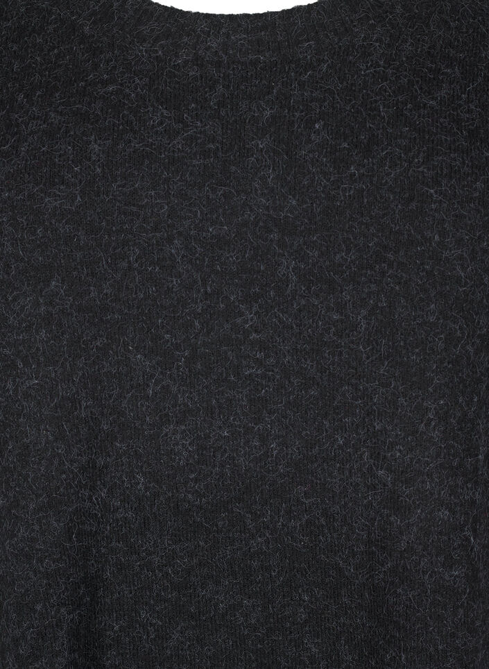 Stickad blus med pärldetaljer, Dark Grey Melange, Packshot image number 2