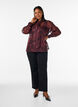Skir skjortblus med blomm&ouml;nster och knytdetalj, M&ouml;rk Bordeaux, Model image number 1