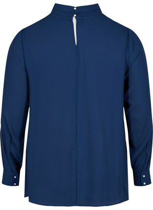 Långärmad blus med hög krage, Navy Blazer, Packshot image number 1