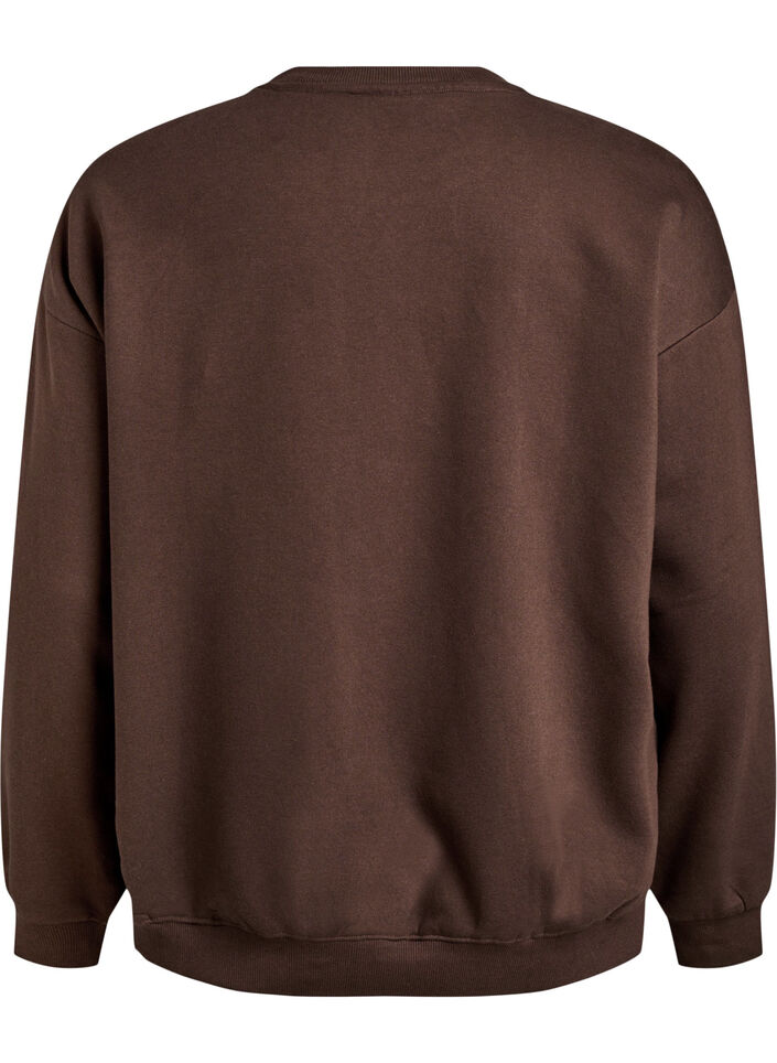 Sweatshirt med motiv, Brun, Packshot image number 1
