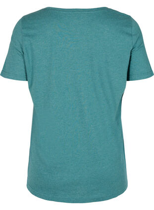 Melerad t-shirt med tryck och korta ärmar, Pacific Mel., Packshot image number 1