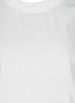 Tunika med 3/4 ärmar och spets, Bright White, Packshot image number 2