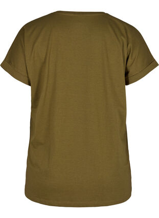 T-shirt i bomullsmix, Dark Olive Mel., Packshot image number 1