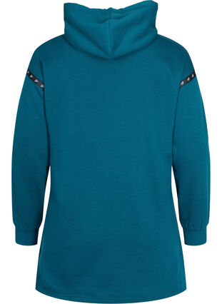 Lång sweatshirt med slits och ficka, Deep Teal, Packshot image number 1