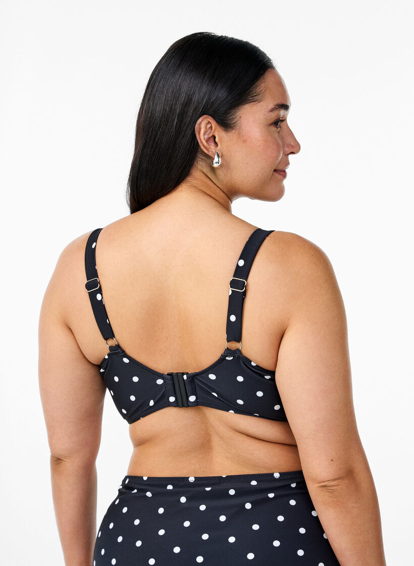 Bikinitopp med bygel och m&ouml;nster, Svart, Model image number 2