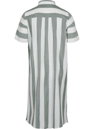 Kortärmad skjortklänning i bomull med ränder, Thyme Stripe, Packshot image number 1