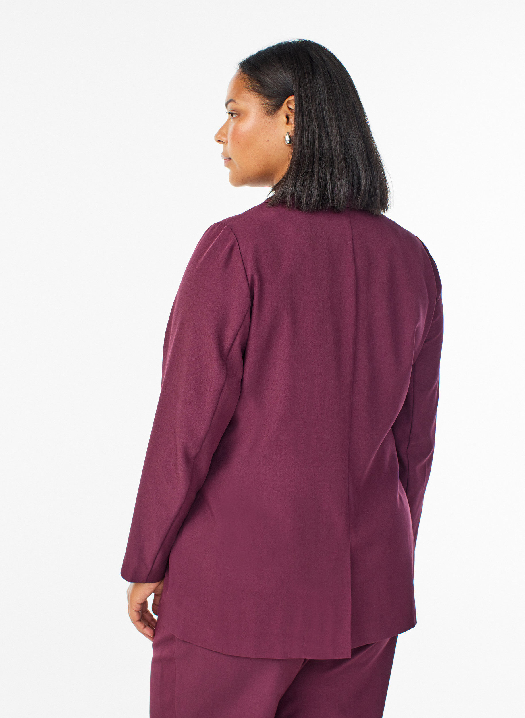 ZizziBlazer med fickor och slitsar, M&ouml;rk Bordeaux, Model image number 2