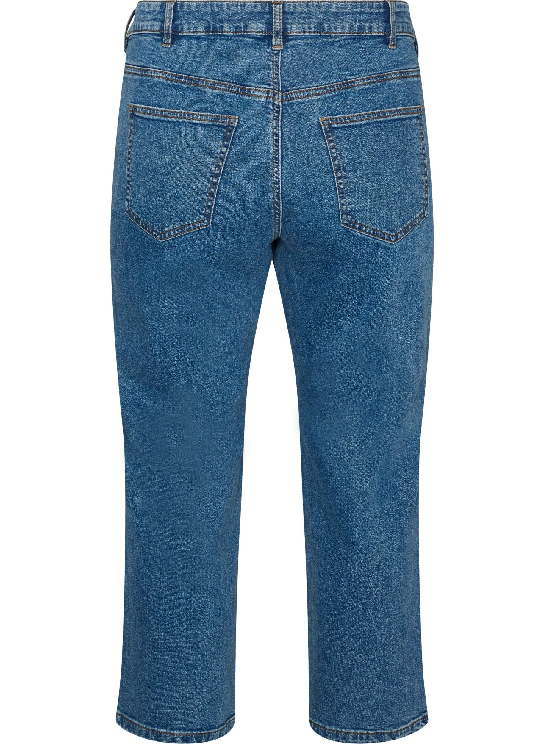 ZizziCroppade Vera-jeans med raka ben, Bl&aring;, Packshot image number 1